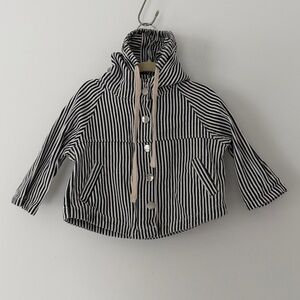ADORABLE Striped Black and White Hooded Denim Like Jacket 2T